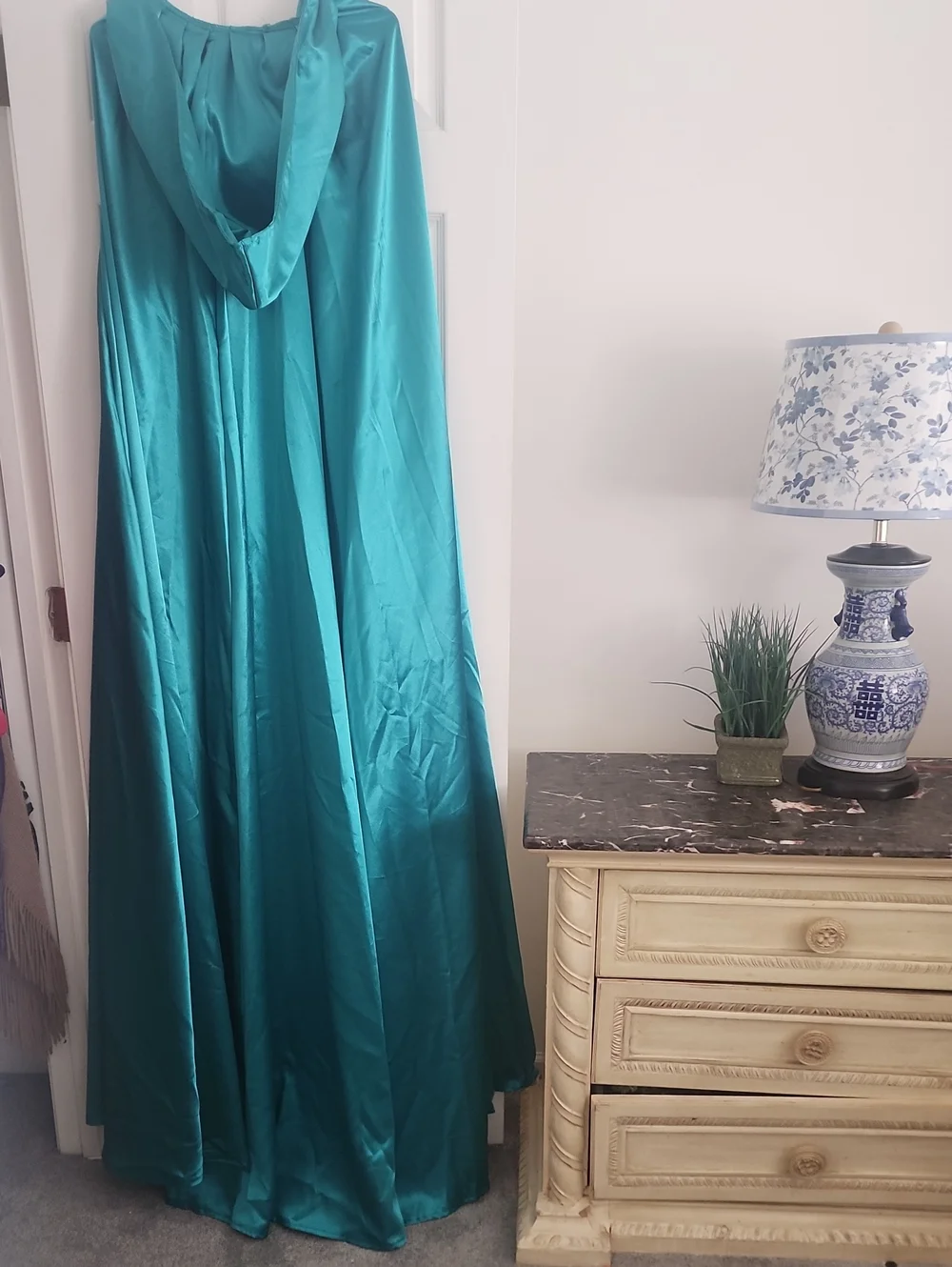 Teal Hooded Satin Accent Throw - Home Accents